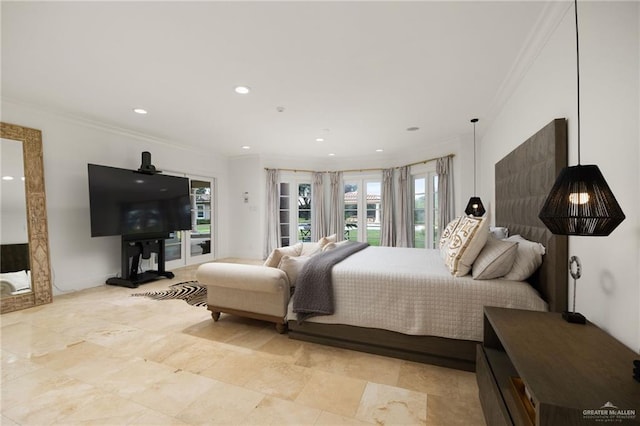 bedroom featuring crown molding