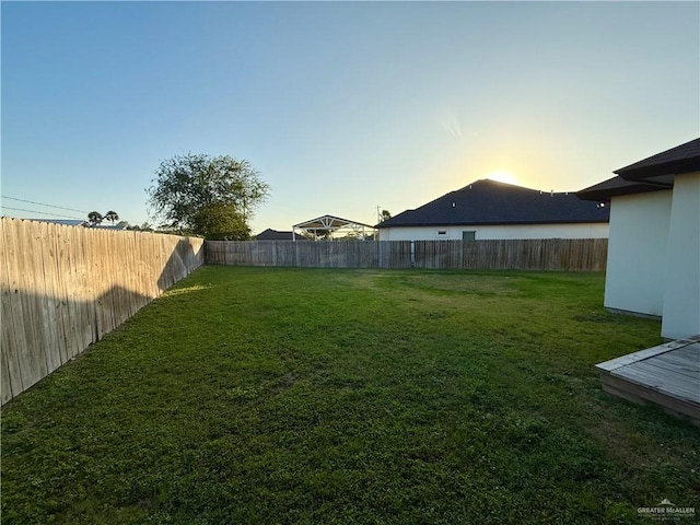 view of yard featuring a fenced backyard