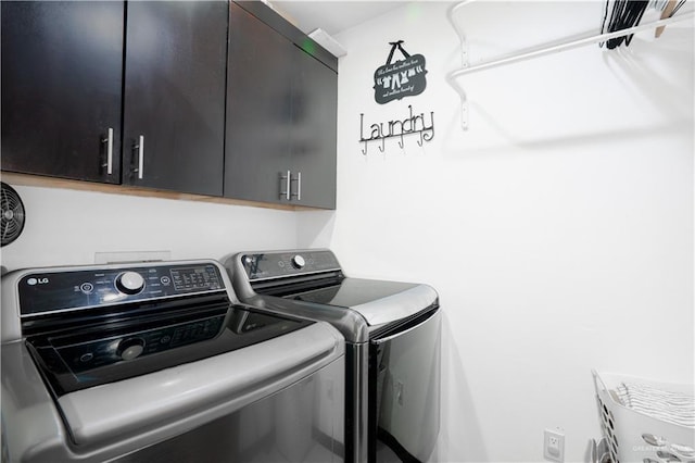 laundry room featuring cabinet space and washer and clothes dryer