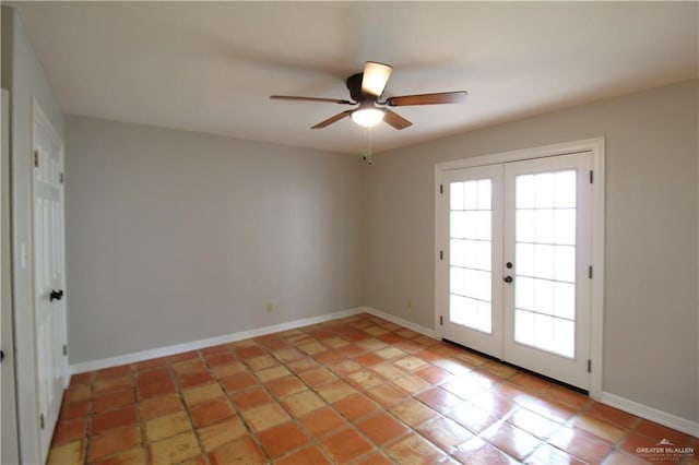 2115 Ichabod Ln, Edinburg, TX 78539 - spare room featuring french doors, ceiling fan, and plenty of natural light
