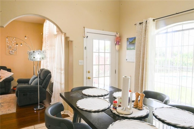 dining area featuring light wood-type flooring