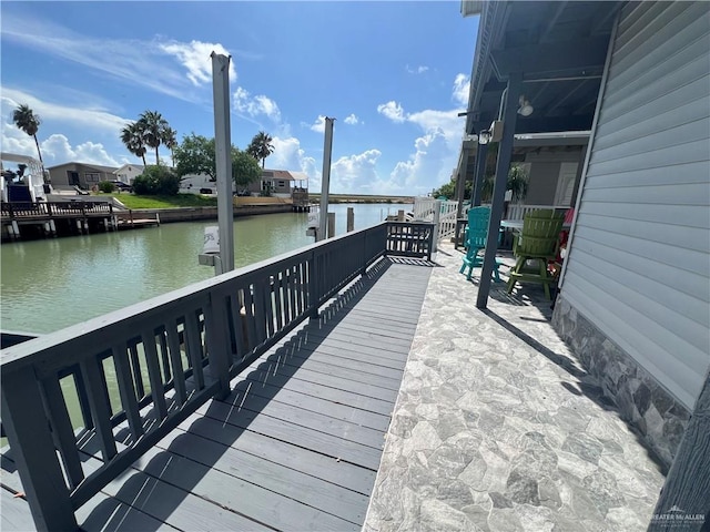 deck with a water view