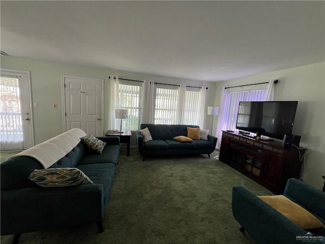 living room with carpet floors