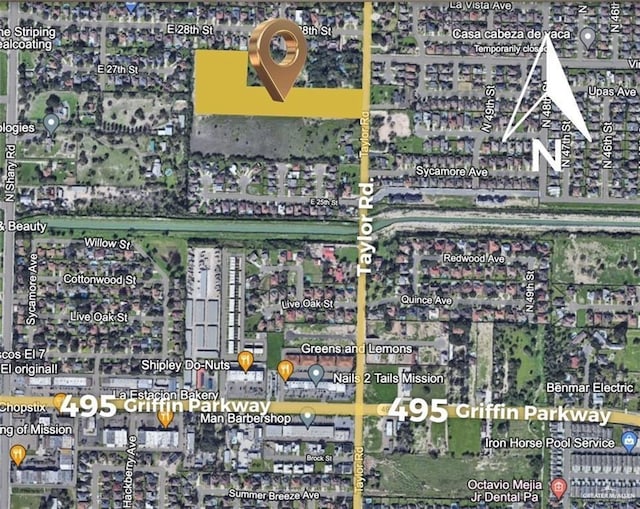 2615 E Solar Dr, Mission, TX 78574 - aerial map of property and surrounding area