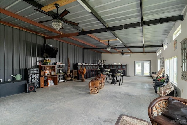 10766 N Minnesota Rd, Mission, TX 78574 - garage with french doors, ceiling fan, and an AC wall unit