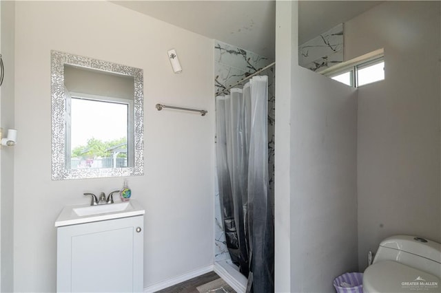 10766 N Minnesota Rd, Mission, TX 78574 - bathroom featuring vanity, toilet, and a shower with curtain