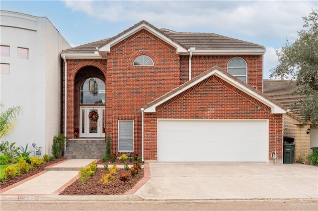 view of front of property with a garage