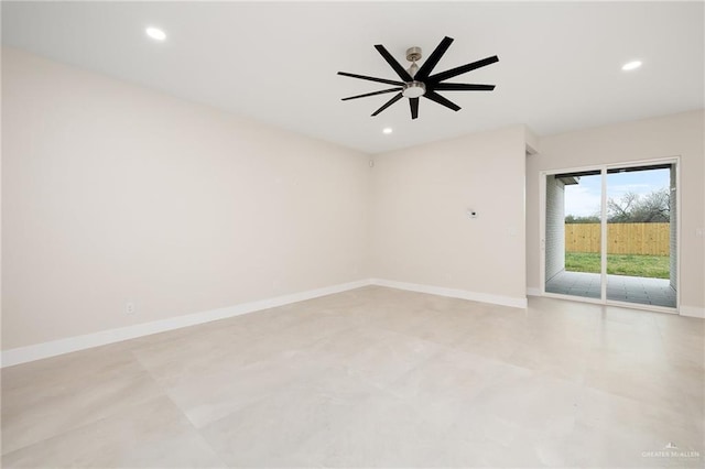 unfurnished room with ceiling fan