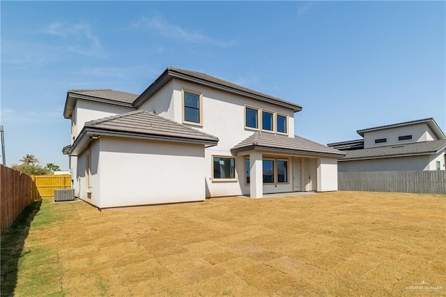 3905 Tierra Escondida, Weslaco, TX 78596 - back of house featuring a fenced backyard, a lawn, and stucco siding