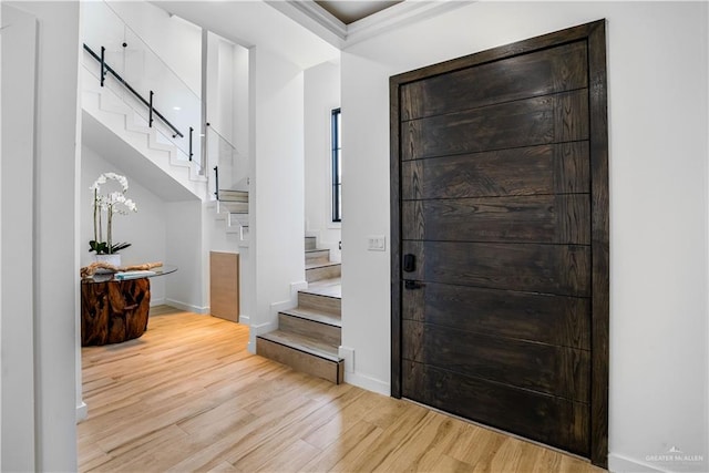 foyer featuring light wood-type flooring