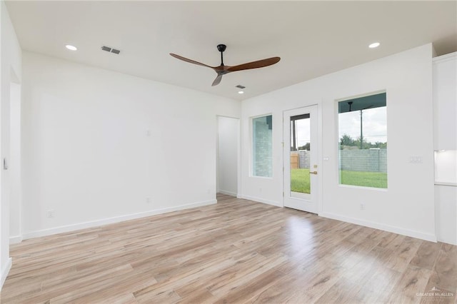 5706 N 44th Ln, Mcallen, TX 78504 - empty room featuring ceiling fan, light wood-style flooring, and recessed lighting