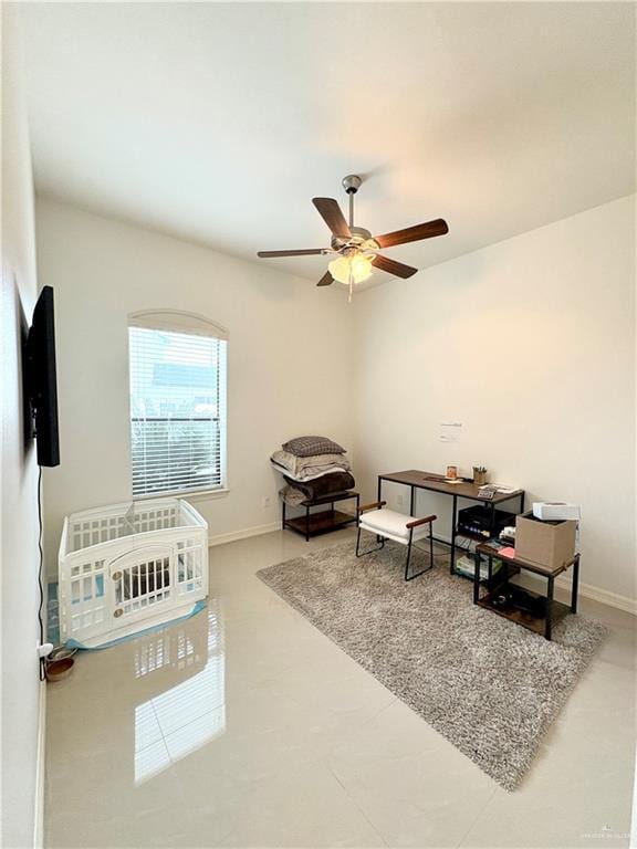 bedroom featuring ceiling fan