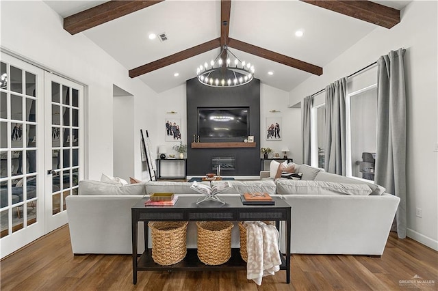 1801 E 28th St, Mission, TX 78574 - living area featuring a chandelier, wood finished floors, recessed lighting, and baseboards