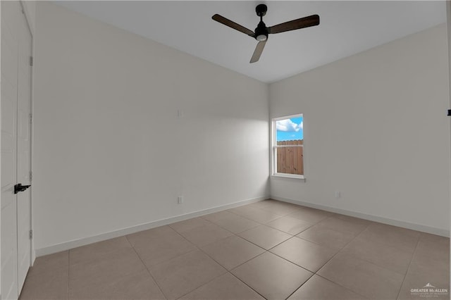4712 S Waterford Ave, Edinburg, TX 78539 - spare room featuring ceiling fan, light tile patterned floors, and baseboards