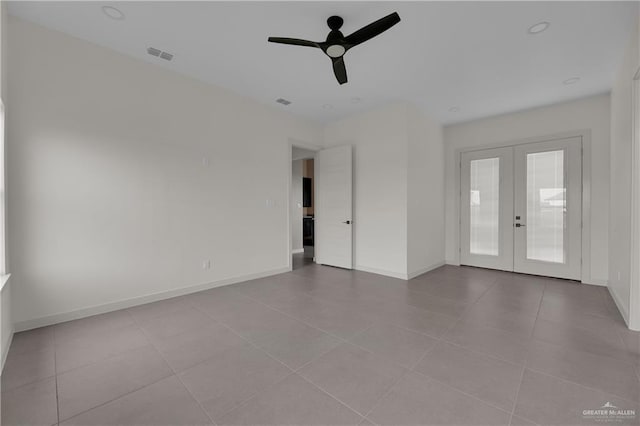 4712 S Waterford Ave, Edinburg, TX 78539 - tiled spare room with french doors, ceiling fan, and baseboards