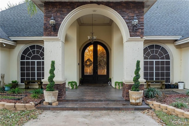 view of exterior entry with french doors