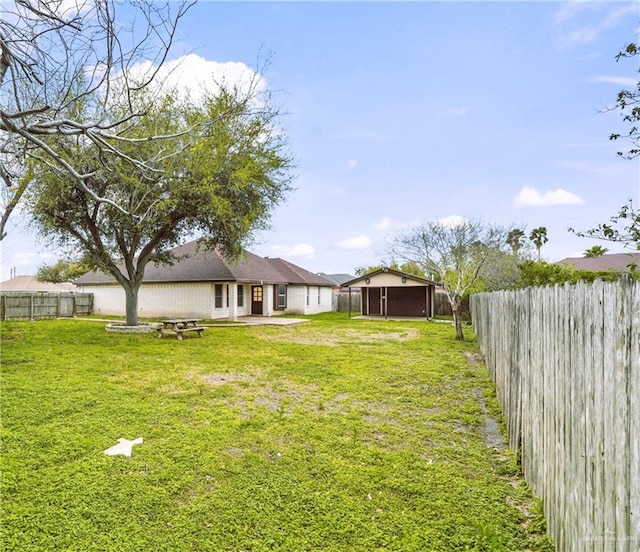 view of yard with a patio area