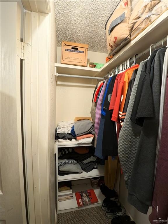 walk in closet featuring carpet flooring