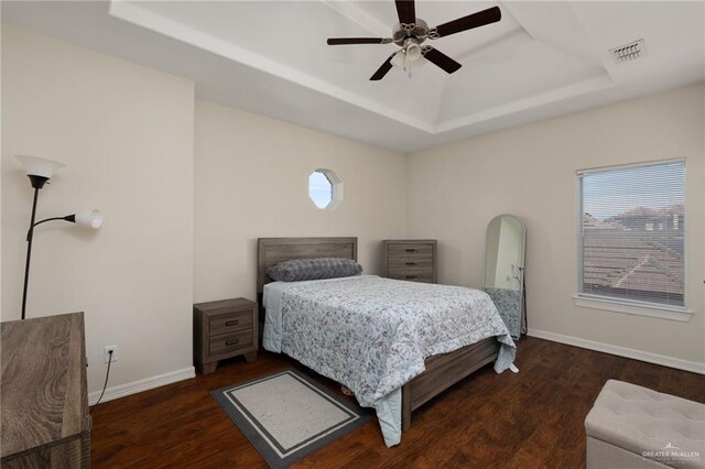 622 Comedy Ln, Edinburg, TX 78542 - bedroom with a raised ceiling, multiple windows, and wood finished floors