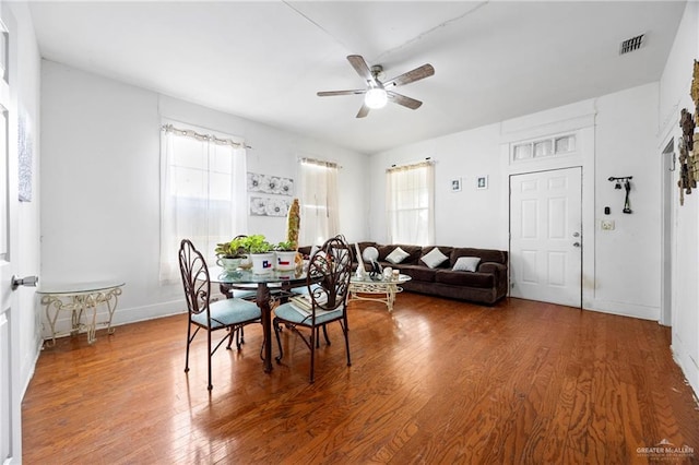 31375 N US Highway 281, Edinburg, TX 78542 - dining room featuring plenty of natural light, a ceiling fan, and wood finished floors