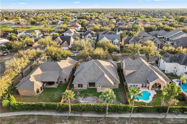 aerial view with a residential view