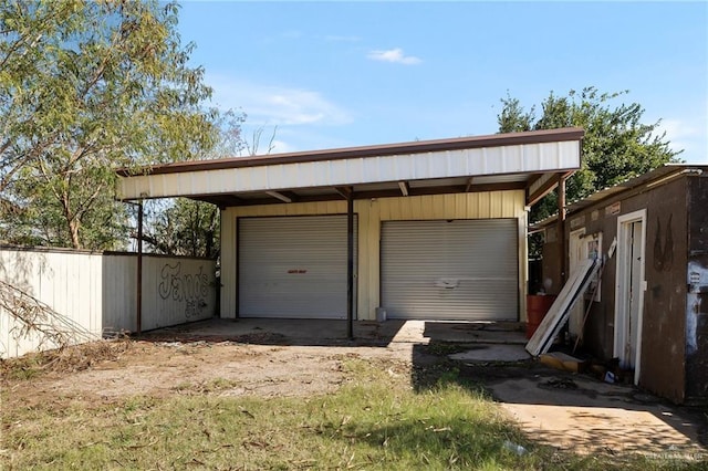 view of garage