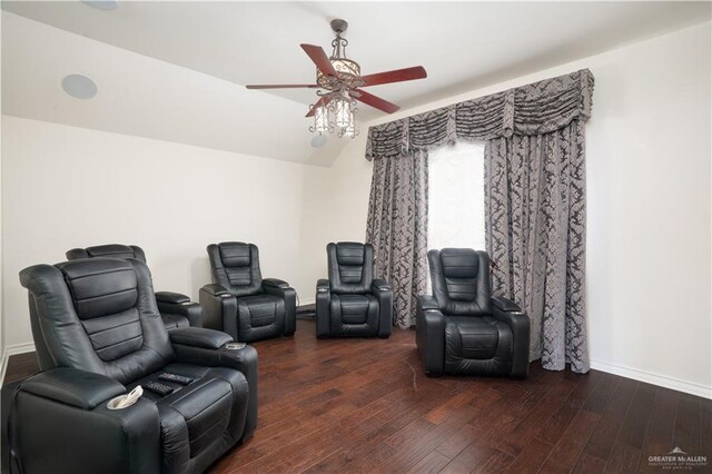 2405 San Alejandro St, Mission, TX 78572 - cinema with ceiling fan, wood finished floors, and baseboards