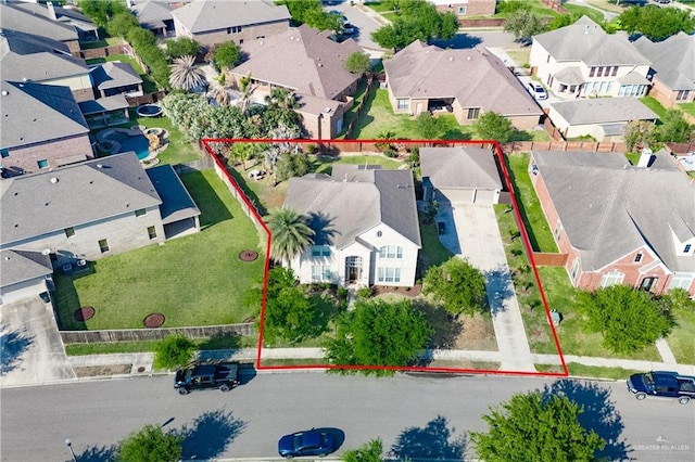 2405 San Alejandro St, Mission, TX 78572 - aerial perspective of suburban area with property parcel outlined