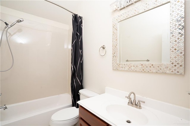 2405 San Alejandro St, Mission, TX 78572 - bathroom with toilet, shower / bath combination with curtain, and vanity