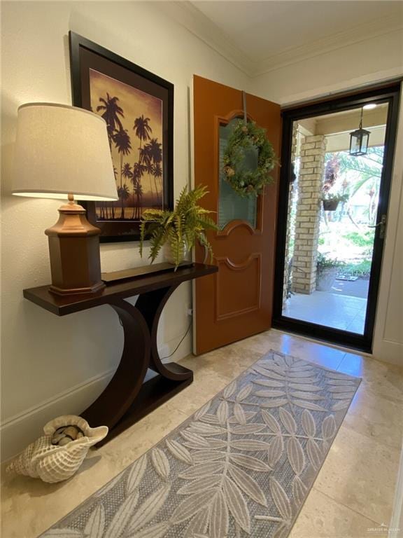 entrance foyer with crown molding