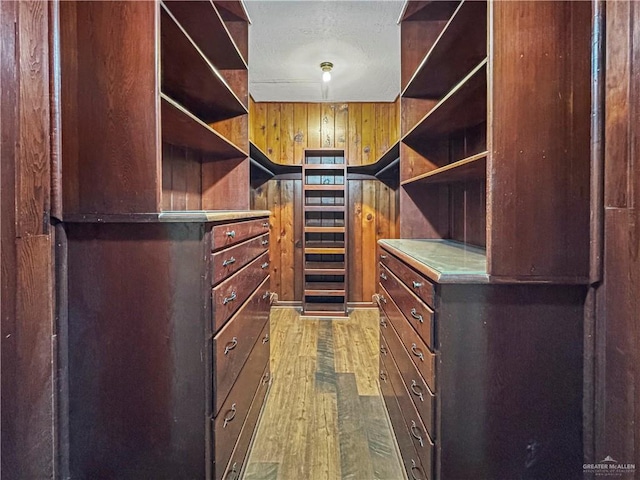 walk in closet with wood-type flooring