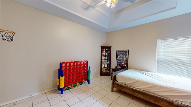 3810 W Sarah Evans St, Edinburg, TX 78541 - bedroom featuring light tile patterned floors, baseboards, and ceiling fan
