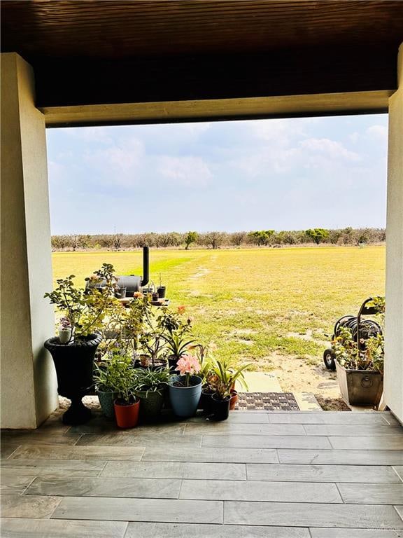 view of yard with a rural view