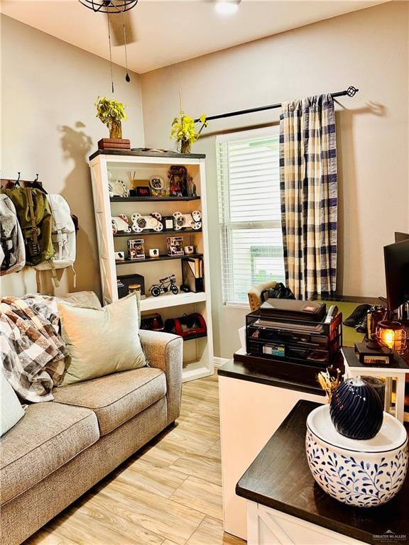 living room with light wood-type flooring