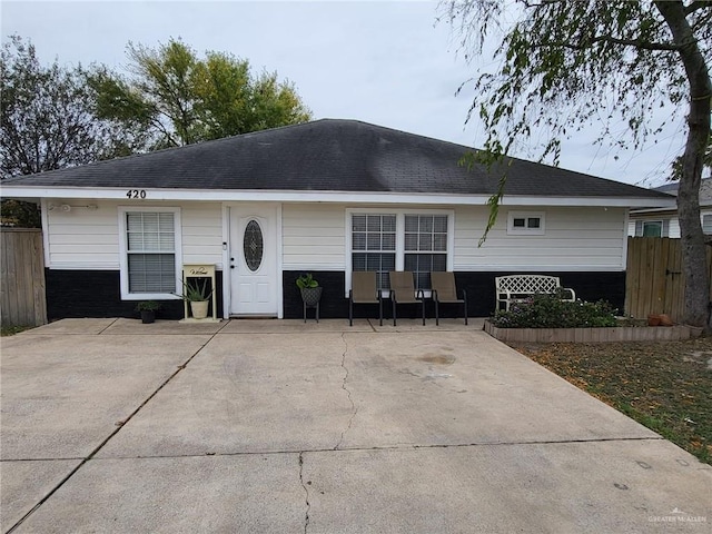 view of front of home with a patio area