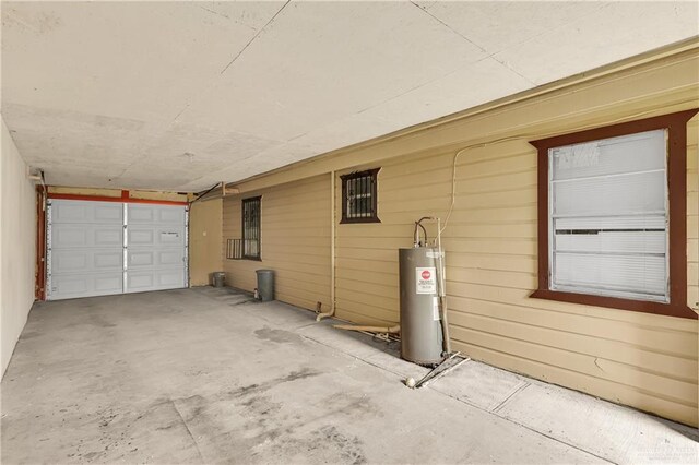 garage with water heater