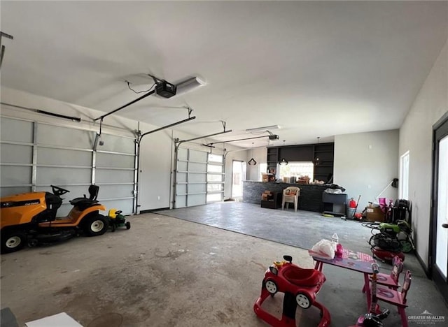 garage with a garage door opener