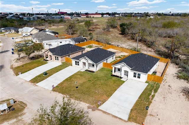 aerial view with a residential view