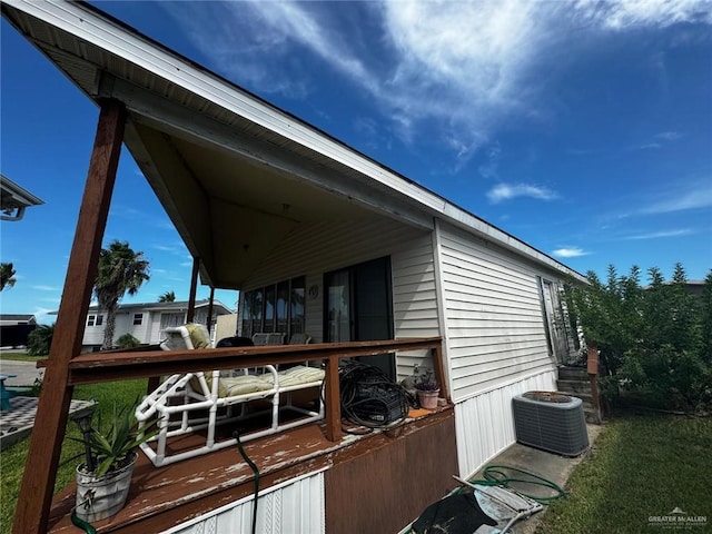 view of home's exterior featuring central air condition unit