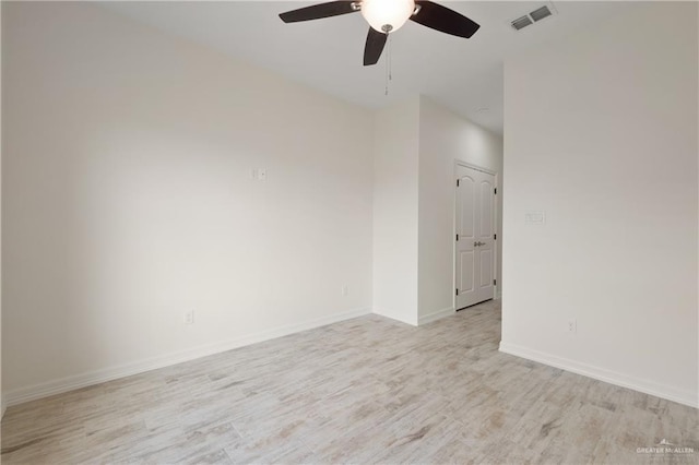 9817 Heights, Harlingen, TX 78552 - empty room featuring ceiling fan, light wood-type flooring, and baseboards