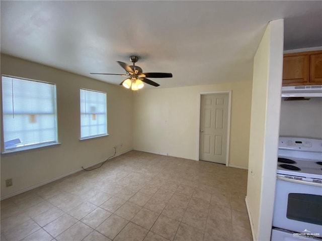 interior space featuring ceiling fan