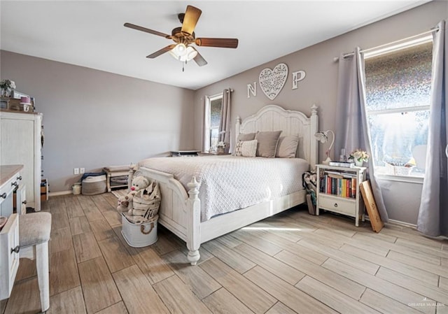 bedroom featuring ceiling fan