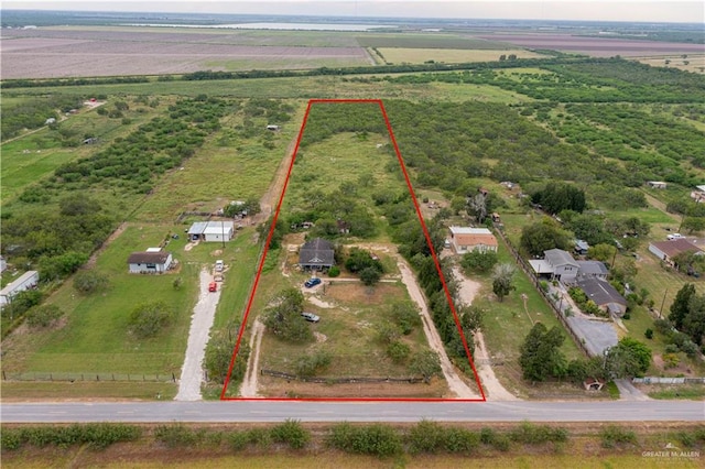 aerial view featuring a rural view