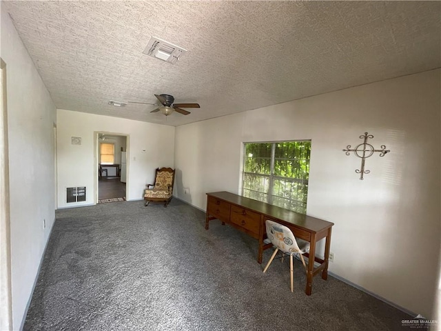 207 W Clark Ave, Pharr, TX 78577 - office with visible vents, a ceiling fan, and carpet flooring