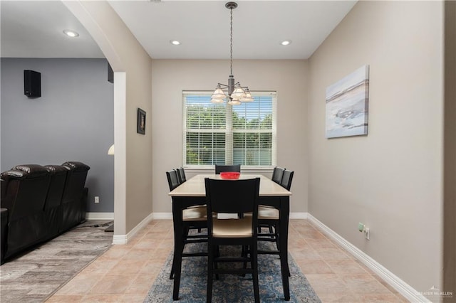 dining area with a chandelier