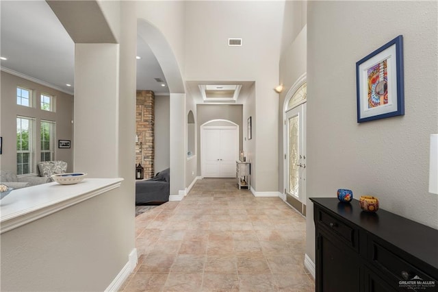 hallway with ornamental molding