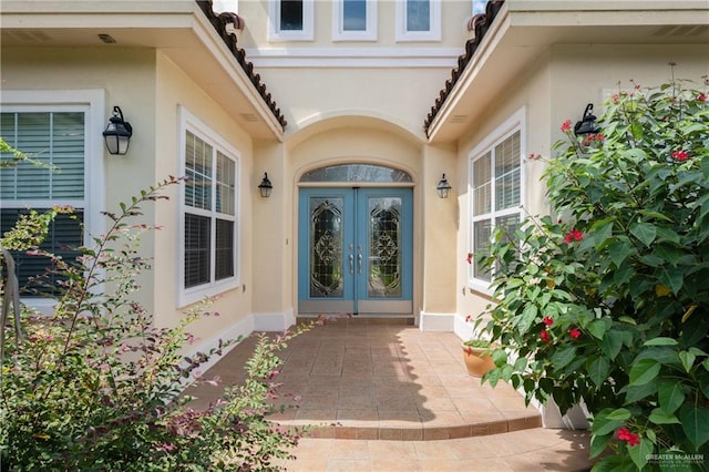 property entrance with french doors