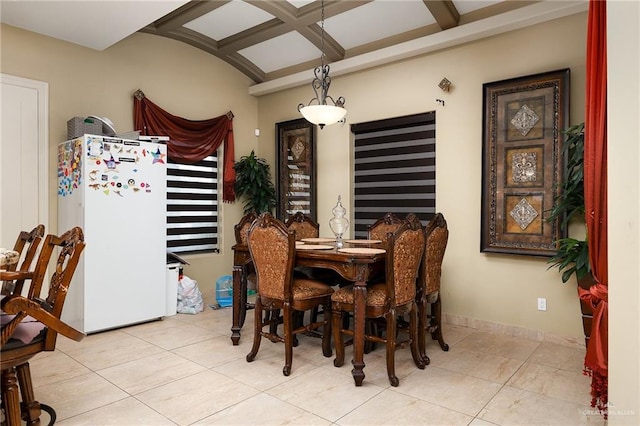 dining room with light tile patterned flooring