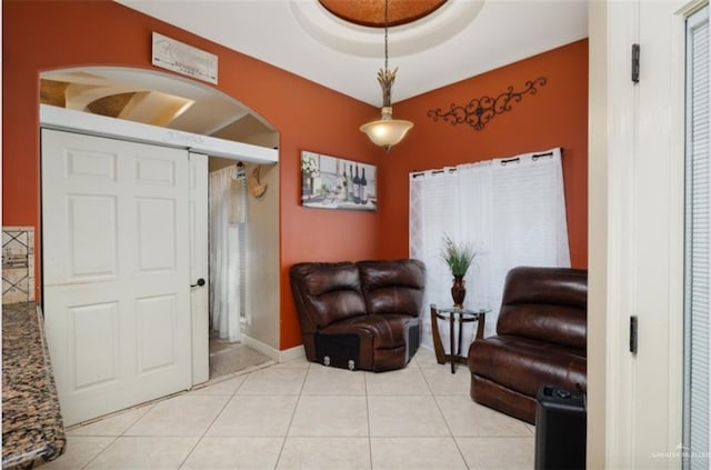 1336 Loretta Lynn Dr, Edinburg, TX 78541 - sitting room with arched walkways and light tile patterned flooring