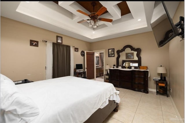1336 Loretta Lynn Dr, Edinburg, TX 78541 - bedroom with a tray ceiling and light tile patterned floors